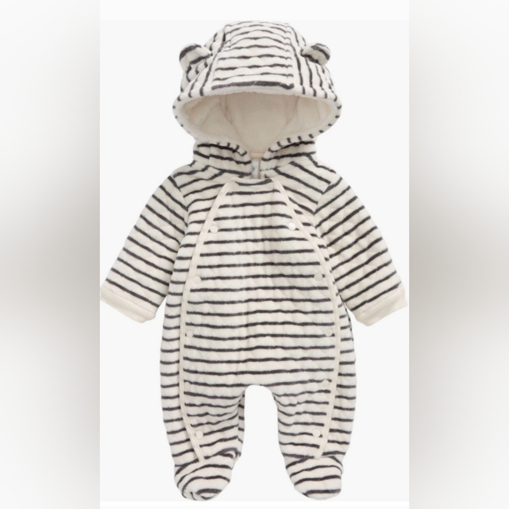 Nordstrom Hooded Bunting Infant One Piece Striped Coat 6 Months